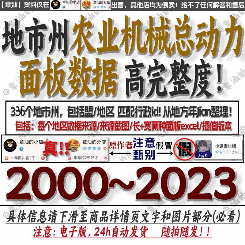 Total Agricultural Machinery Power in 336 Cities [2000-2023] - Balance Panel for Prefecture-Level Cities