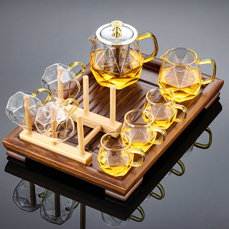 Glass tea set home kung fu teapot tea cup Japanese small tea making supplies office meeting high-end