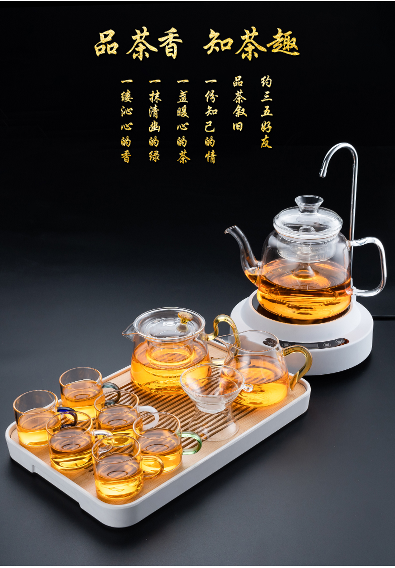 Glass tea set suit household small electrical TaoLu boiling tea is tea pot kung fu tea cups transparent