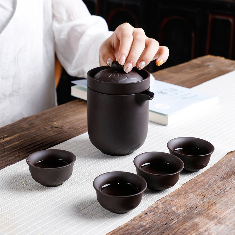 Travel purple sand tea sets portable cup home crack kung fu tea cup outdoors Travel the car with you