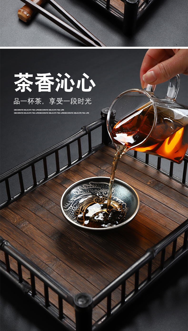 Built one cup tea tasted silver gilding, with pure silver cup of oil droplets tire iron temmoku bowl master cup single CPU ceramic jianyang