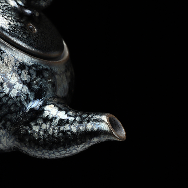 Build light silver teapot droplets temmoku glaze fetal iron teapot household ceramics up kung fu tea pot