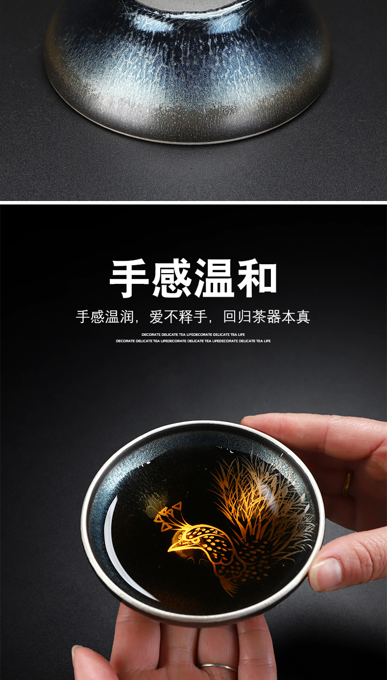 Built one cup tea tasted silver gilding, with pure silver cup of oil droplets tire iron temmoku bowl master cup single CPU ceramic jianyang