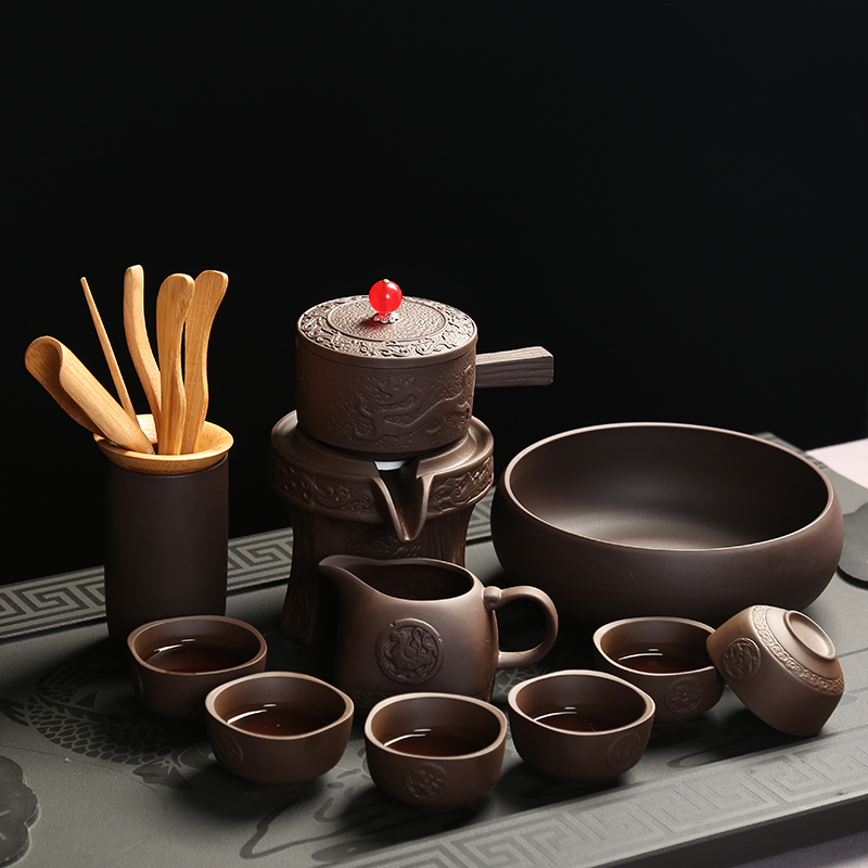 Is Yang, yixing purple sand kung fu tea set undressed ore old purple clay cups of a complete set of automatic tea glass teapot