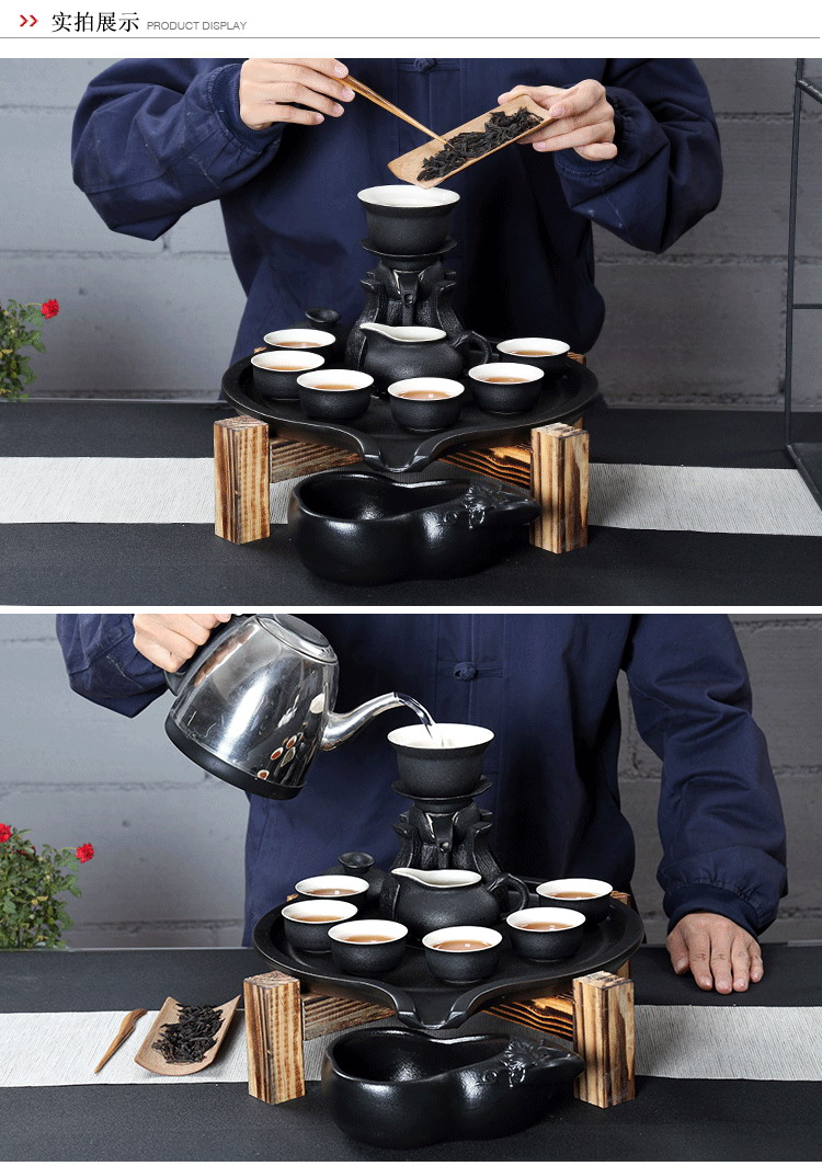 Are young black pottery tea tray was kung fu tea set household contracted stone mill of a complete set of automatic tea tea tea