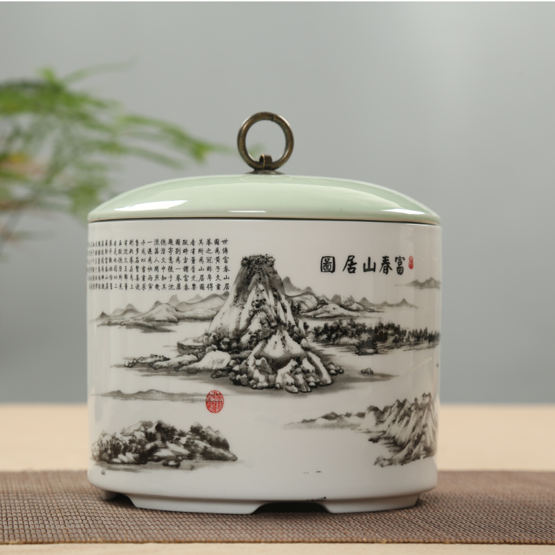 Is Yang large ceramic seal can wake tea caddy fixings tea warehouse storage POTS of tea box white porcelain bales tea pot