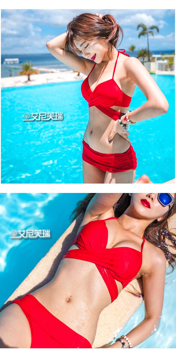 Áo tắm cổ điển màu rắn Hàn Quốc thép tấm gợi cảm tập hợp bikini mỏng mùa xuân nóng bỏng phù hợp với áo tắm nữ ba điểm - Bikinis