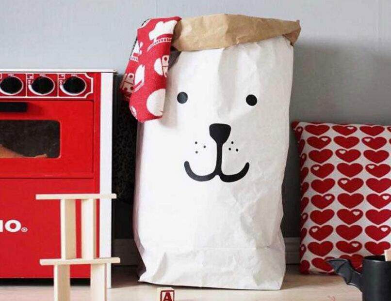 ins Nordic toy cashier bag kraft paper bag bear cat children's house canvas bag finishing wind thickened ploy bag