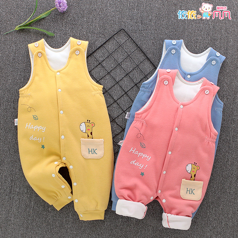 Baby cuddling bag pants newborn male and female baby male and female according to buckle thin cotton spring autumn long pants high waist and belly outside wearing infant cotton pants