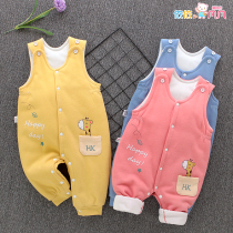 Baby back with pants newborn male and female baby male and female according to buckle thin cotton spring autumn long pants high waist and belly outside wearing infant cotton pants