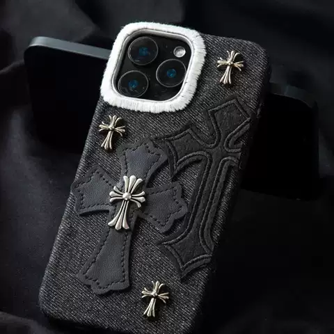 Gothic Punk Leather Cross iPhone Case for iPhone 17, 16, 15, 14 and 13