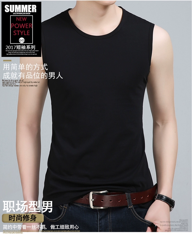 Woodpecker Men Vest nam Tide Cotton Summer Slim Green Trung niên Áo thể thao Áo Cotton Sweat Vest - Lót