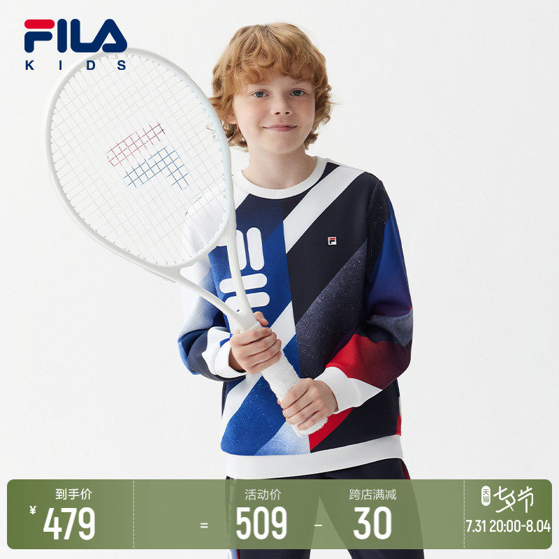 FILAFila children's clothing boy knit sweatshirt 2022 Fall of CUHK Children's children Fashion sports blouses