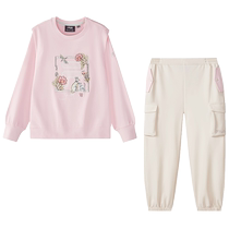 FILA Girls Suit 2024 Autumn New Childrens Sports Suit Large Childrens Sweatshirt Trousers