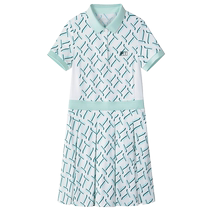 FILA Childrens Clothing Childrens Casual Skirt 2024 Summer New Medium and Large Childrens Long Skirt Girls Knitted Dress
