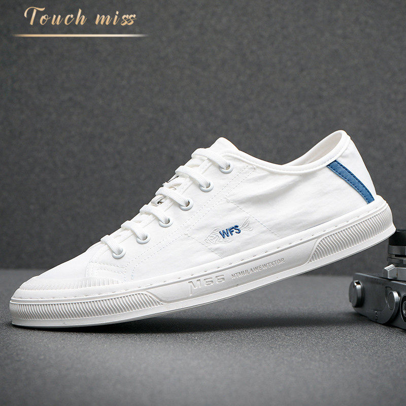 Touch Miss men's shoes 2021 new canvas shoes breathable trend all-match casual shoes men's summer white shoes