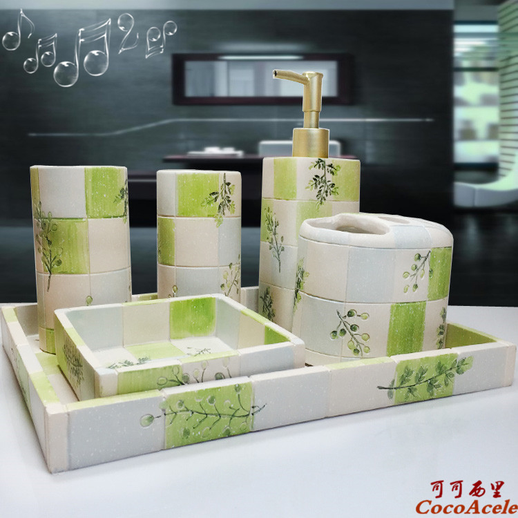 Eurostyle Minimalist Bathroom Five Pieces Set Fields Garden Bathroom Toiletries Kit Creative Toothbrush Rack Gargling Cup Suit