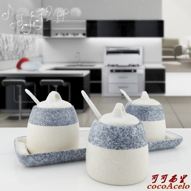 Seasoning box set ceramic creative kitchen supplies combination Japanese seasoning box European seasoning jar household salt jar