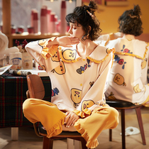 Long-sleeved cotton pajamas womens spring and autumn two-piece set cartoon cute princess style thin home clothes Japanese summer