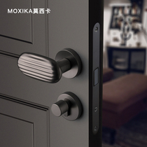 Mosika Nordic door lock indoor bedroom mute door lock modern minimalist solid wood room door lock magnetic attraction black steel door lock