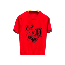 Half-sleeved sweater for men in the Year of the Rabbit in spring autumn and winter new trendy sweater with short-sleeved T-shirt base layer