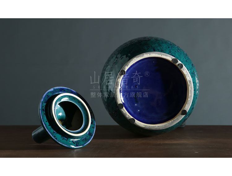 Porch ark adornment furnishing articles of Chinese style household example room blue ceramic decorative lanterns shaped cover pot