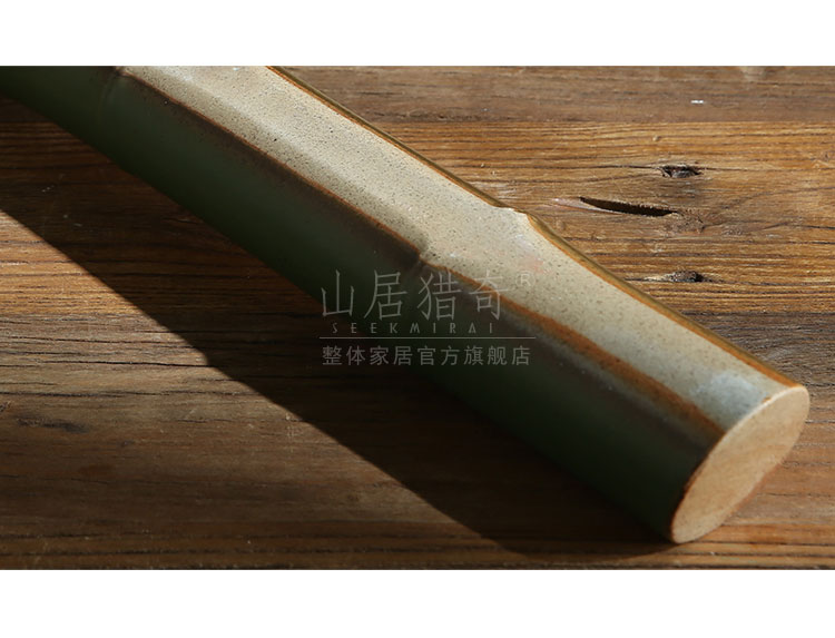 Green ceramic imitation bamboo vase Chinese example room household soft assembly act the role of creative flower arranging bamboo flowers