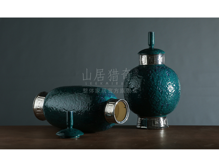 Porch ark adornment furnishing articles of Chinese style household example room blue ceramic decorative lanterns shaped cover pot