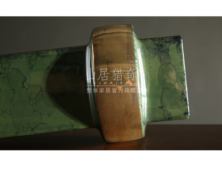 Modern Nordic home sitting room decoration vase furnishing articles three - piece fangyuan bottle green, new classic ceramic vase