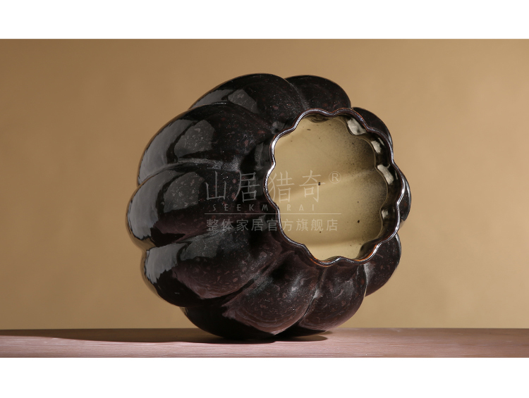 Large ceramic vase furnishing articles household act the role ofing is tasted modern Chinese flower arranging flowers sitting room pumpkin stripe pottery vase