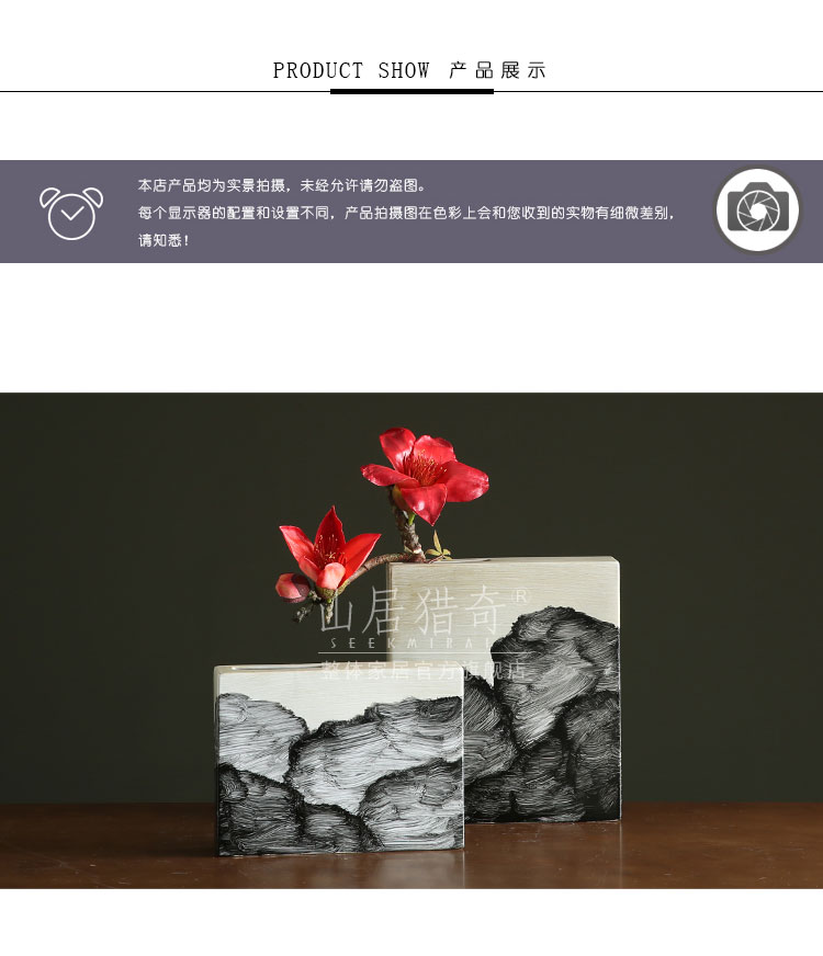 Creative ceramic hand - made ink vase sitting room dry flower, flower implement Chinese zen flower home furnishing articles