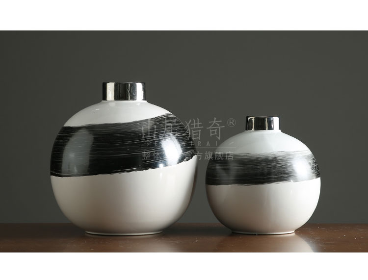 Nordic contracted small expressions using ball vase Chinese ink painting vases, pottery flower arranging example room living room table furnishing articles