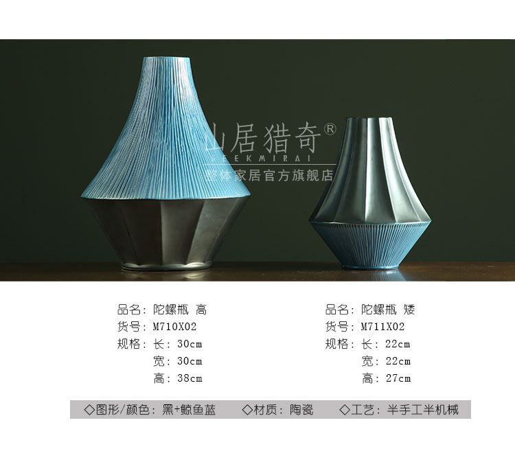 Method of American new classic gold furnishing articles sitting room blue porcelain vase of flowers of TV bar face geometry creative floral outraged