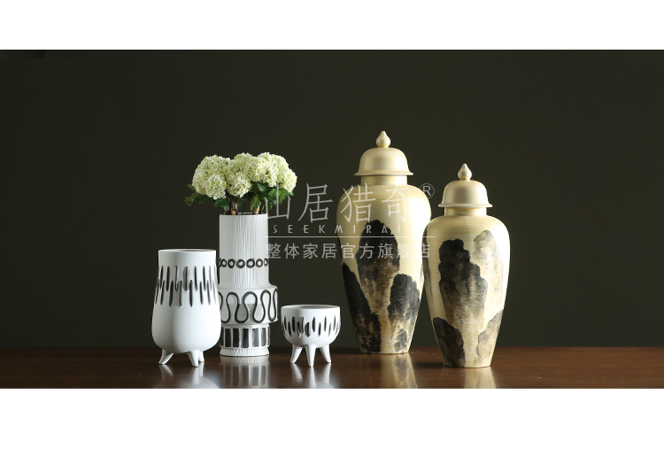 New Chinese style ink general hand - made ceramic pot vase zen furnishing articles large storage tank sitting room porch furnishing articles