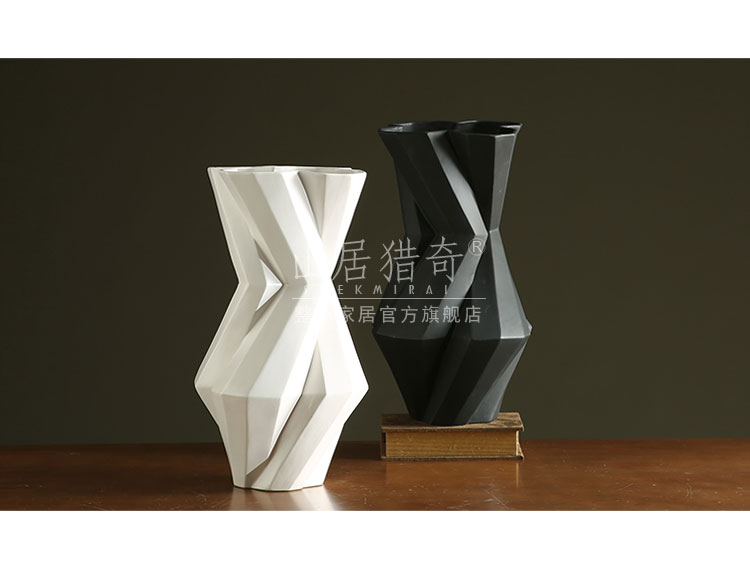 Modern living room between example art flower arranging furnishing articles Nordic geometric flower implement, black and white pigment ceramic vase