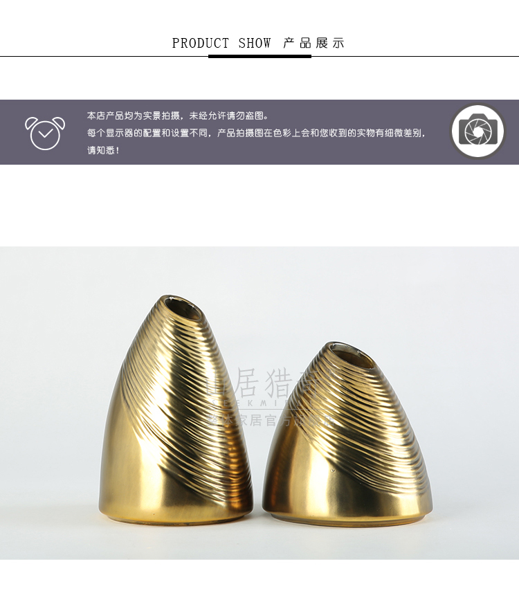 Dazzle golden grain bevel ceramic art floret bottle of northern Chinese style household TV cabinet table decorations furnishing articles