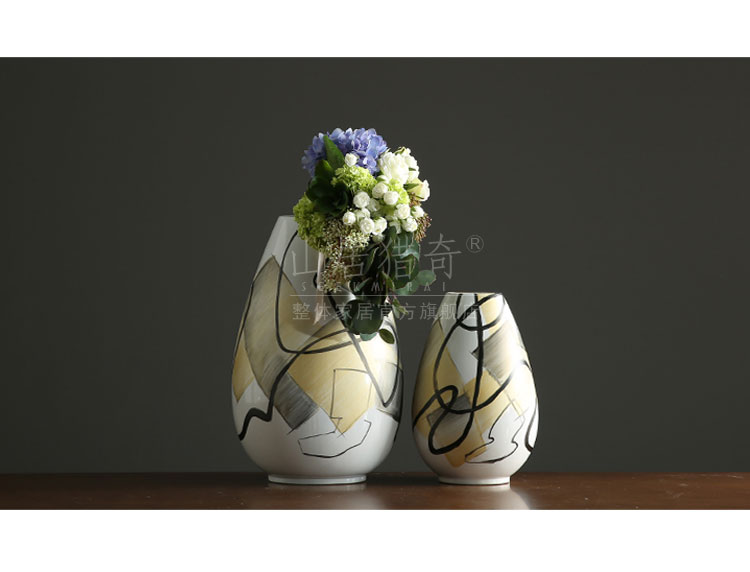 Convergent big oval ceramic vase Nordic sitting room dry flower arranging flowers, flower implement example room hand - made porcelain furnishing articles