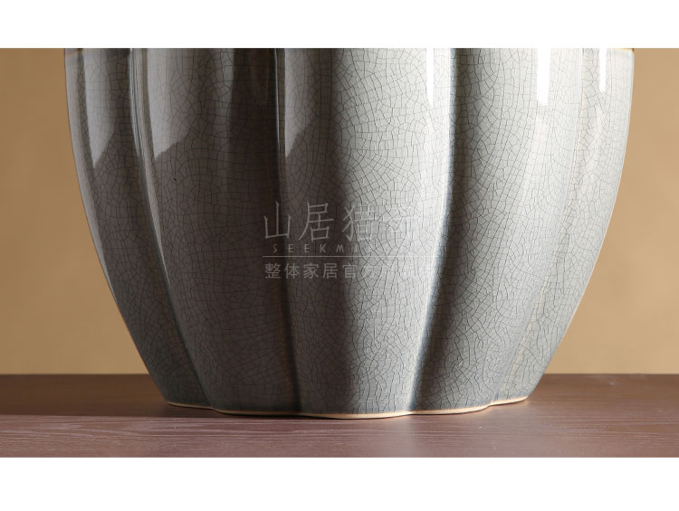 Large ceramic vase furnishing articles household act the role ofing is tasted modern Chinese flower arranging flowers sitting room pumpkin stripe pottery vase