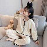 Детская демисезонная хлопковая пижама, мультяшный лонгслив для принцессы, комплект, осенняя