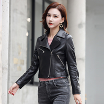 2019 spring and autumn new Haining sheepskin leather clothing womens short thin motorcycle leather clothing small jacket leather jacket tide