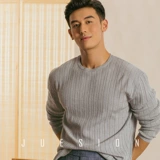 Мужской летний тонкий лонгслив, трикотажный свитер, свободный крой, защита от солнца, круглый воротник