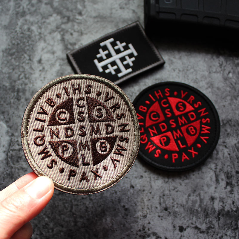 Spot St. Benedict Cross Medal Embroidery Velcro Chapter Armband Badge Double-sided Velcro Cross Badge