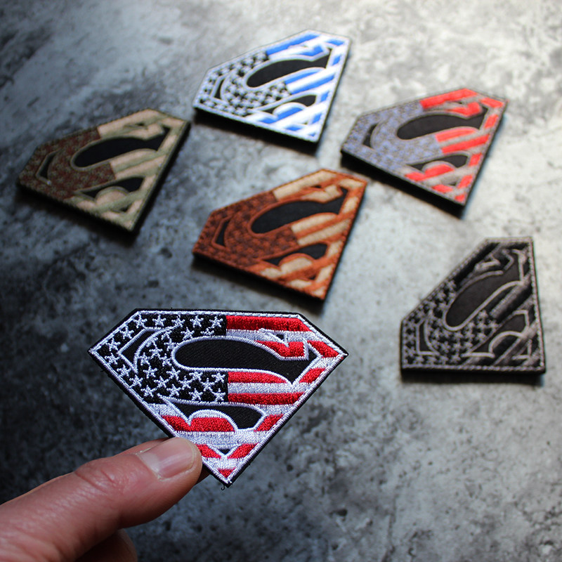 Embroidery Alien Laser Cut Superman American Flag Color Velcro Armband Magic Badge Badge Backpack Cloth Sticker