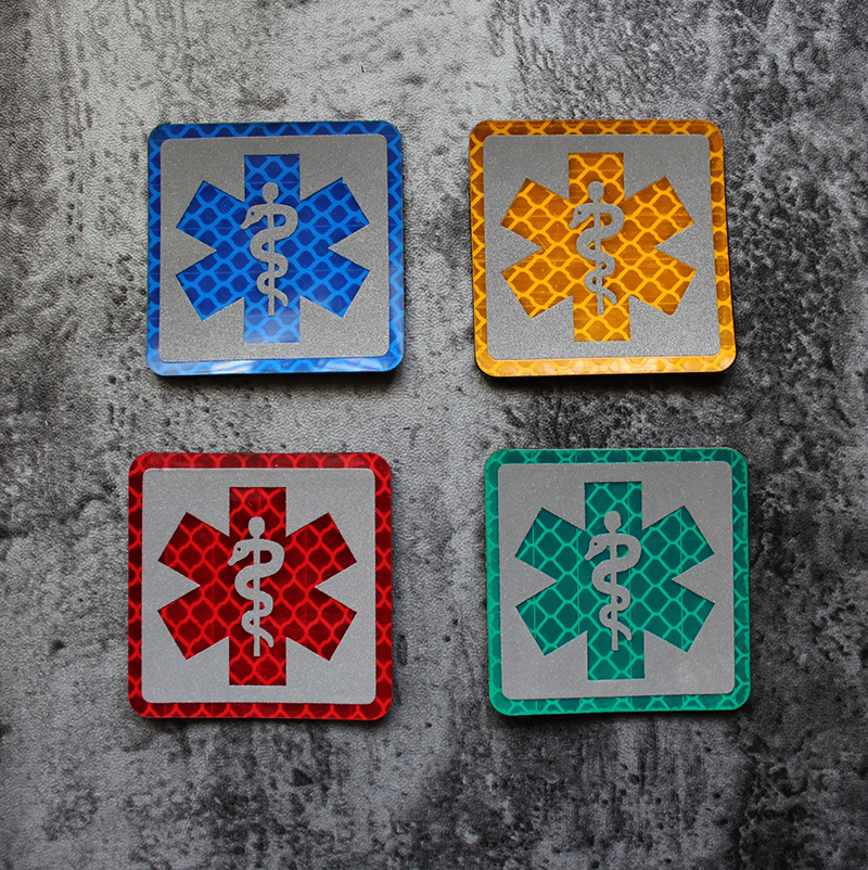 Ultra-thin Laser Engraved Reflective Velcro Badge Backpack Sticker Eye-catching Snake Stick Medical Rescue Badge Ultra-fine Magic Hook - Taobao