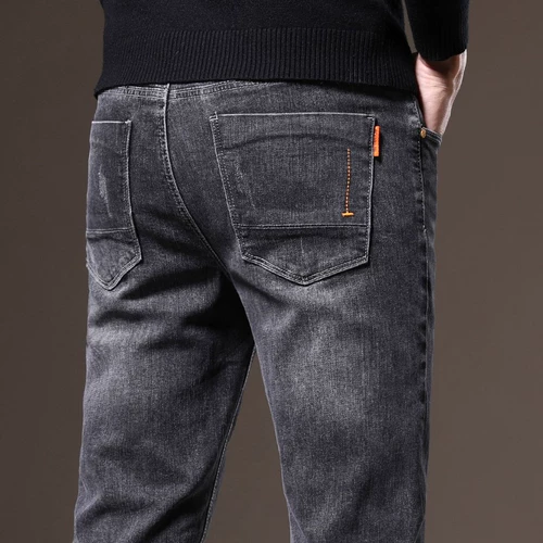 Джинсы для отдыха, осенние утепленные штаны, свободный прямой крой