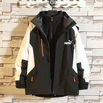 Outlet Store 3-in-1 Sports-Style Hooded Jacket for Men, Detachable Windproof Outdoor Trendy Brand Coat