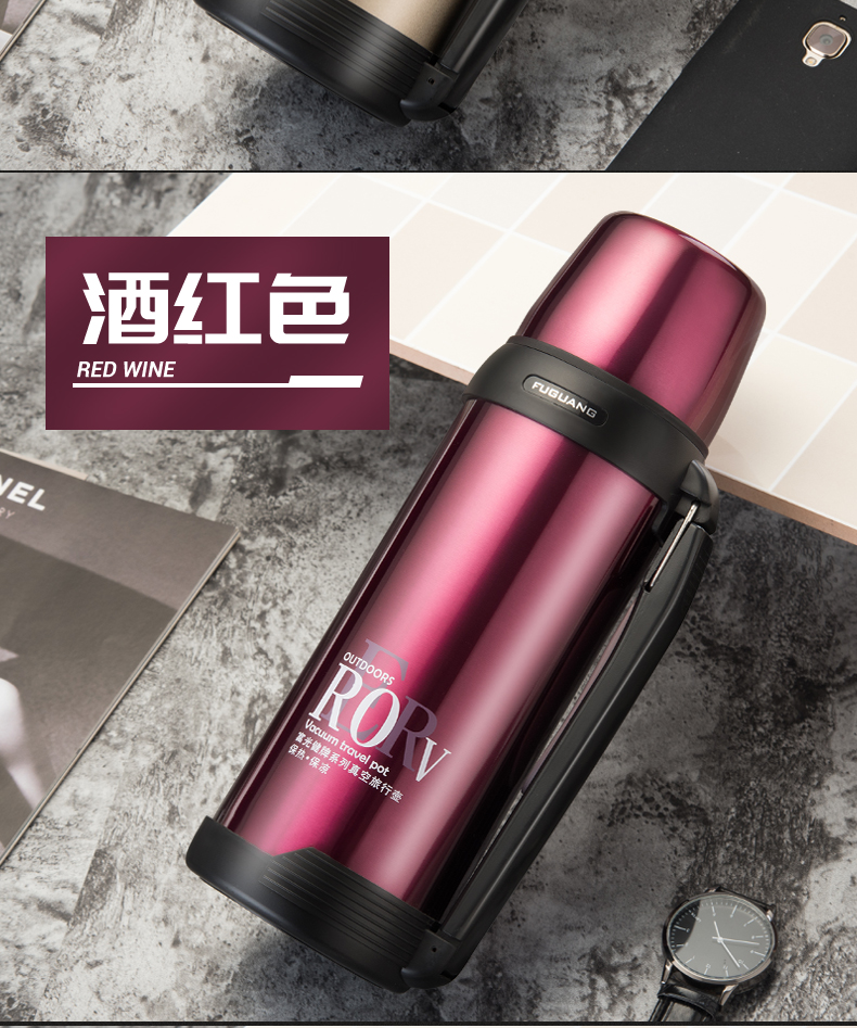 Bình đun nước công suất lớn Fuguang ấm đun nước ngoài trời bằng thép không gỉ chai lớn ly nam và nữ xách tay du lịch 1000ml - Tách bình inox đựng nước