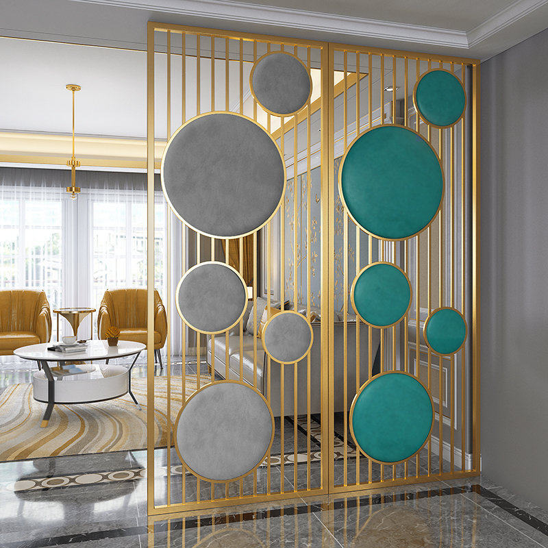 Simple screen partition guest restaurant into the entrance wall bedroom wrought iron circle hollow decoration customized light luxury modern