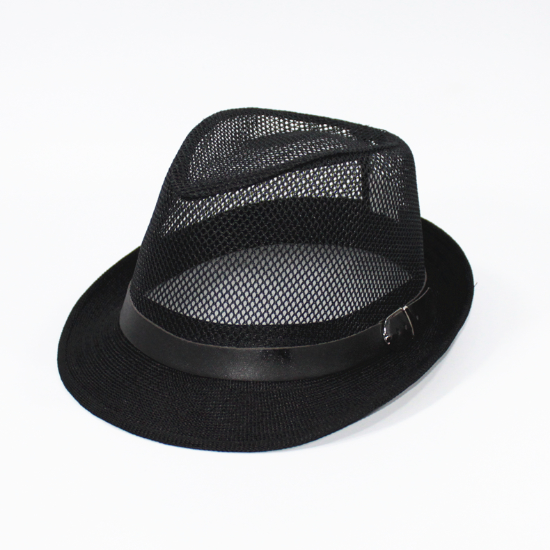 Summer men's hat Jazz topper Visor Linen mesh hollow straw hat Summer cool hat Breathable mesh hat flat edge