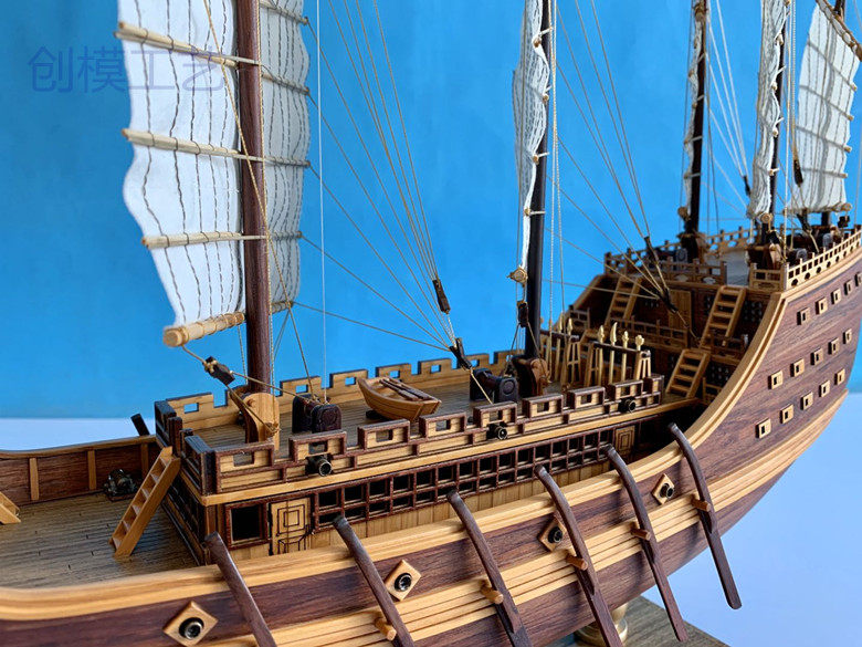 仿真木质郑和号帆船模型成品，中国明代高端全手工船模摆件！这艘“大明